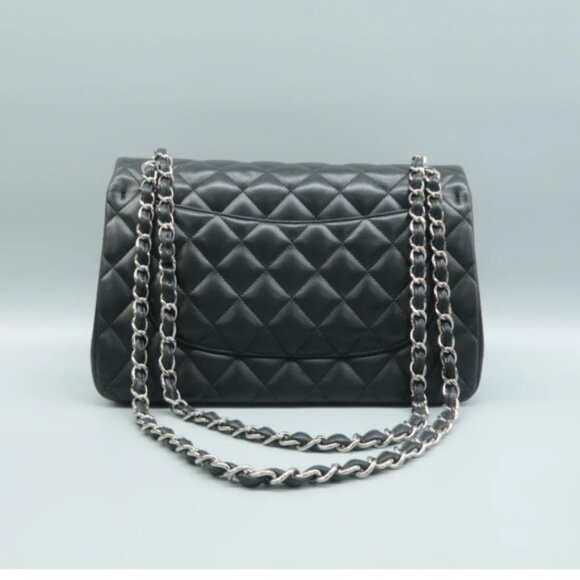 100% Authentic CHANEL CF Jumbo Black Leather Shoulder Bag - Picture 2 of 12